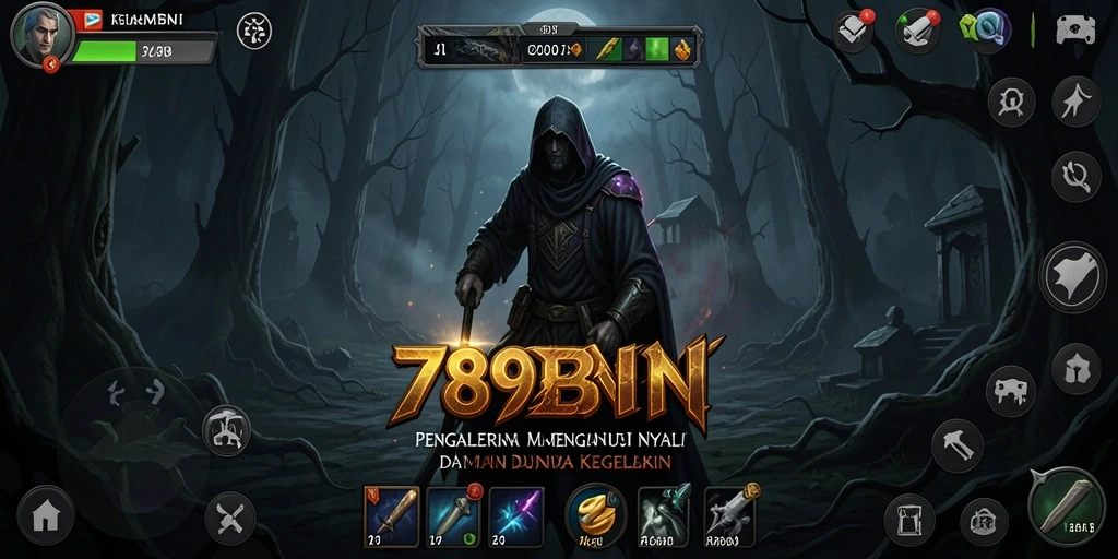 Tangkapan layar gameplay menegangkan di dunia <strong>789BNI</strong> yang gelap.