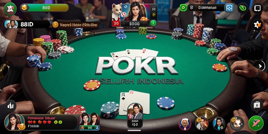 Tampilan gameplay poker yang seru dan menegangkan di 88ID.