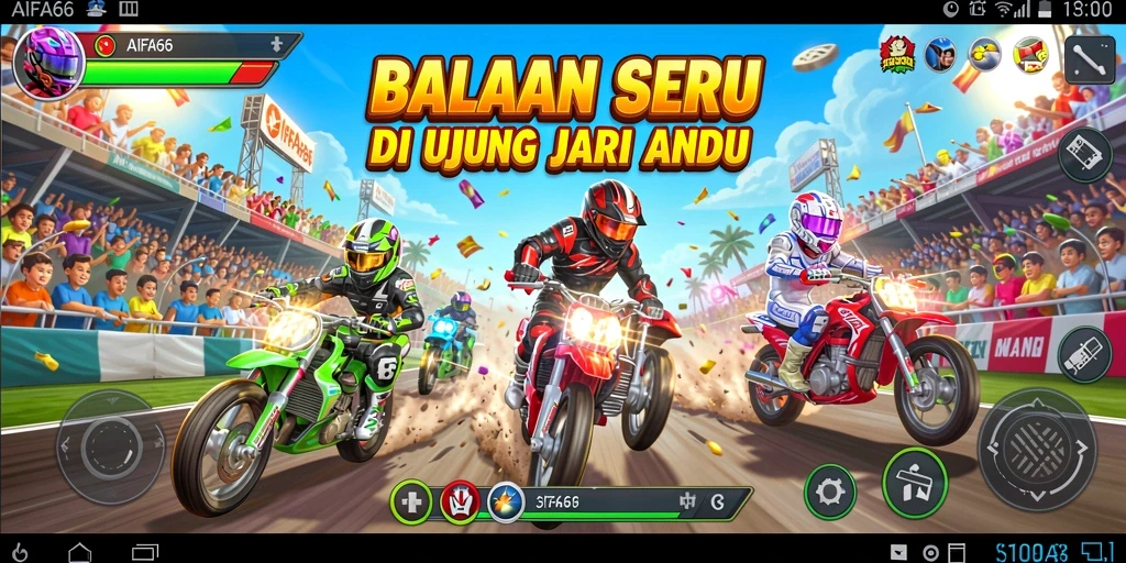 Tangkapan layar AIFA66 menunjukkan aksi balapan menegangkan dan mobil kustom.