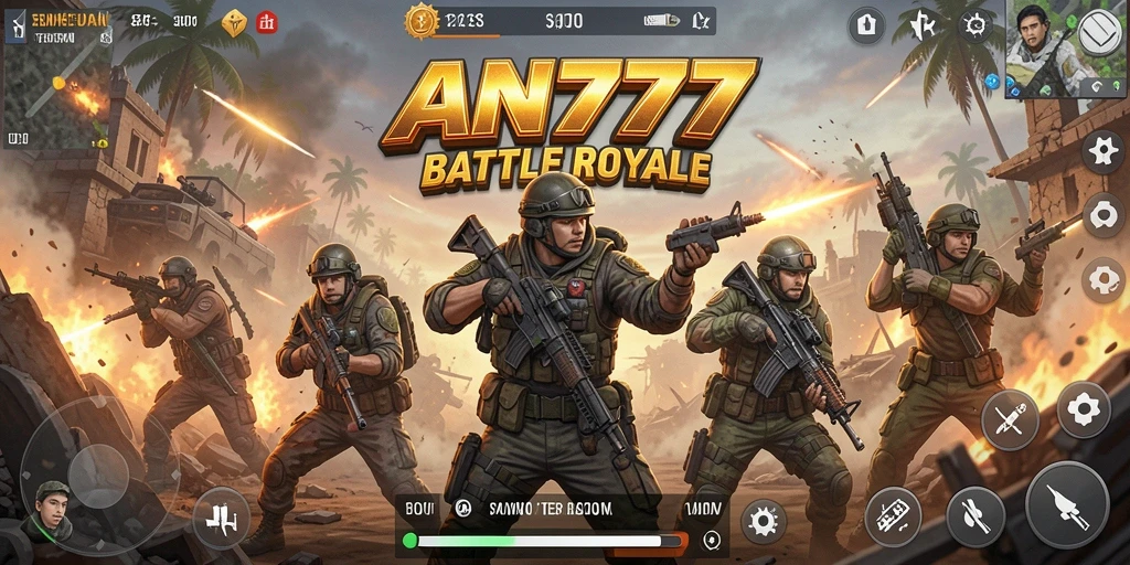 Tampilan gameplay AN777 yang mendebarkan di medan pertempuran Battle Royale.