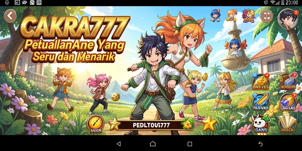 Tampilan gameplay CAKRA777 yang penuh warna dan aksi seru.