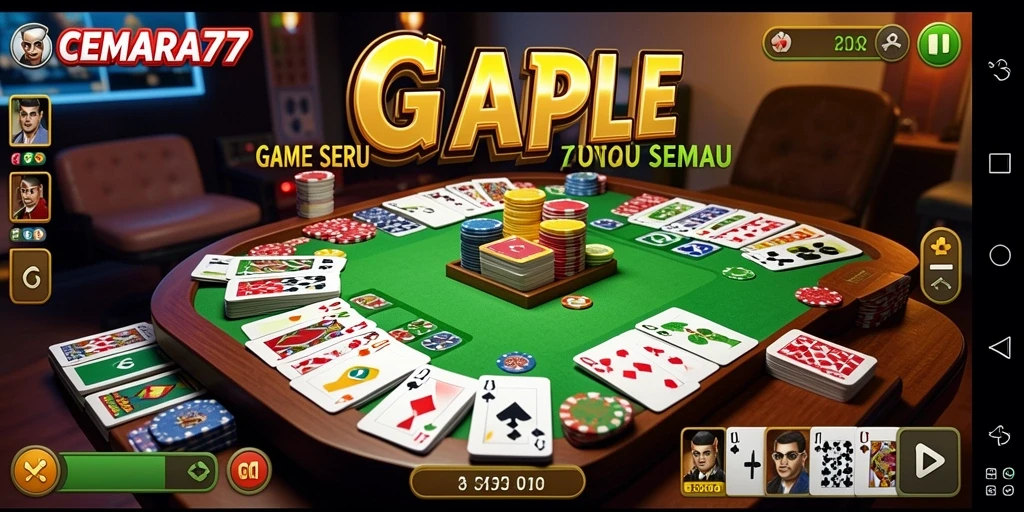 Tampilan gameplay seru dalam CEMARA77 saat bermain Gaple.