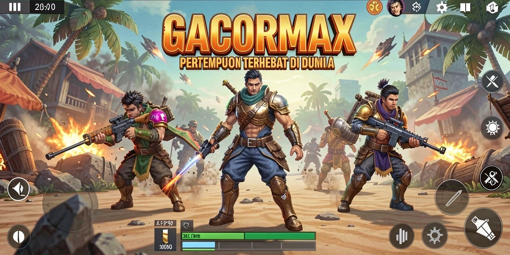 Gameplay GACORMAX yang seru dan mendebarkan dalam arena Battle Royale.