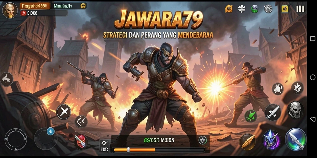 Tampilan gameplay strategis dengan pertempuran epik.