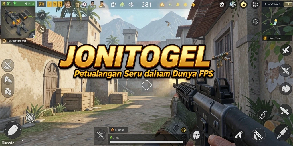 Tangkapan layar gameplay JONITOGEL yang menunjukkan aksi menembak yang intens.