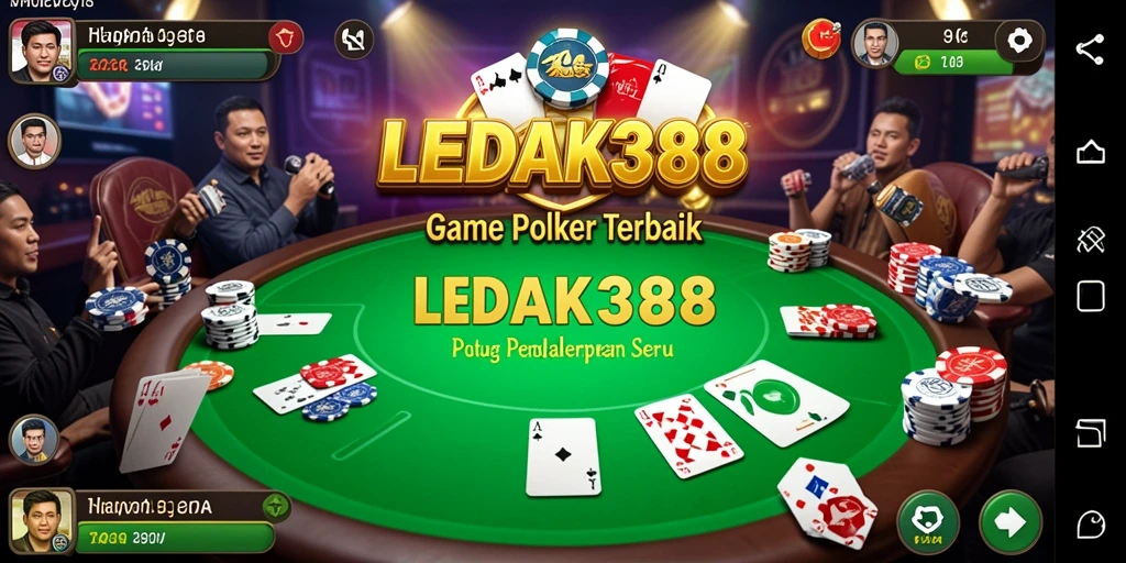 Tampilan gameplay menegangkan dalam permainan Poker LEDAK388.