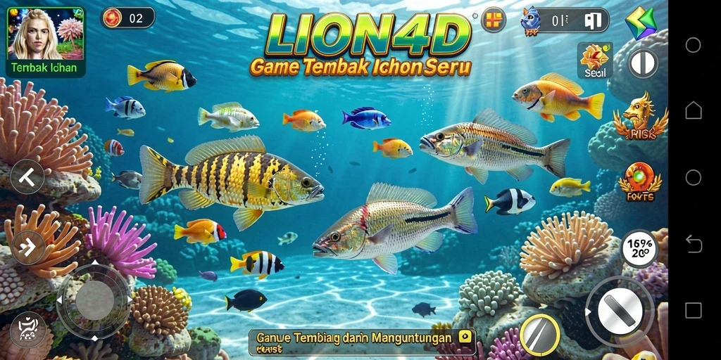 Screenshot gameplay LION4D menampilkan aksi menembak ikan yang seru.