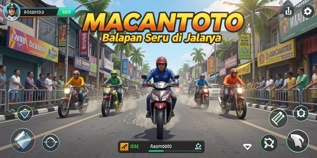Tampilan gameplay balap yang menegangkan dan mendebarkan di MACANTOTO.