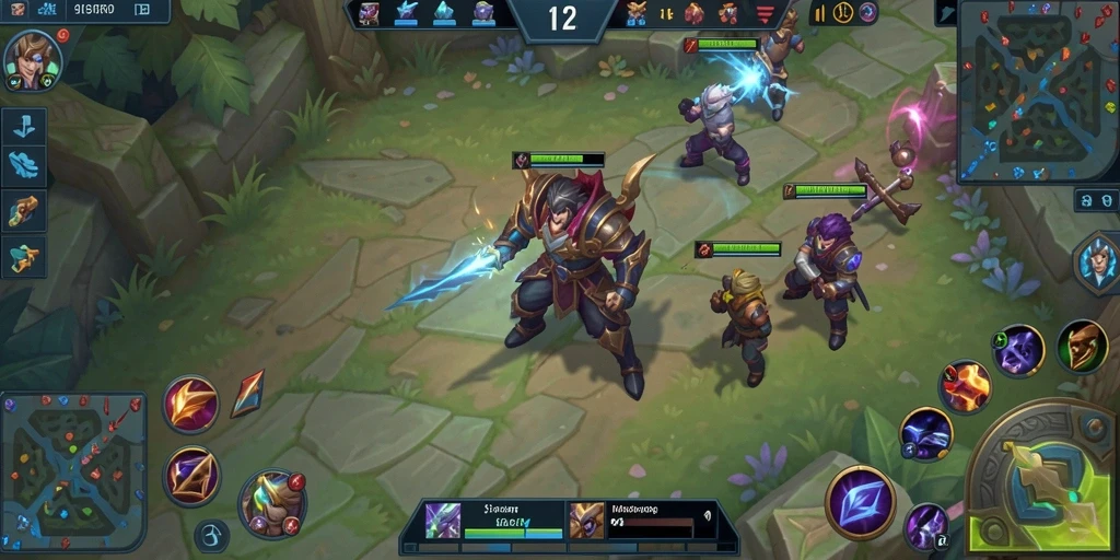 Screenshot utama menunjukkan aksi seru permainan MOBA MASBRO12.