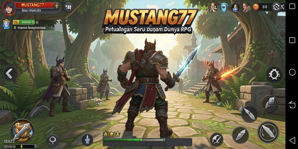 Screenshot gameplay MUSTANG77 menampilkan aksi seru dalam pertempuran RPG.