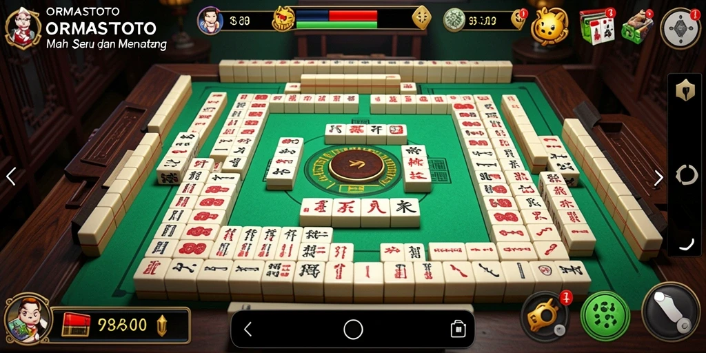 Screenshot gameplay ORMASTOTO yang menampilkan papan Mahjong yang menarik.
