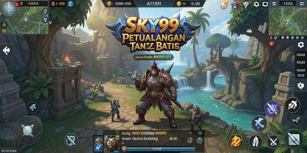 Tangkapan layar dari gameplay <strong>SKY99</strong> menunjukkan pertempuran epik dan dunia yang luas.