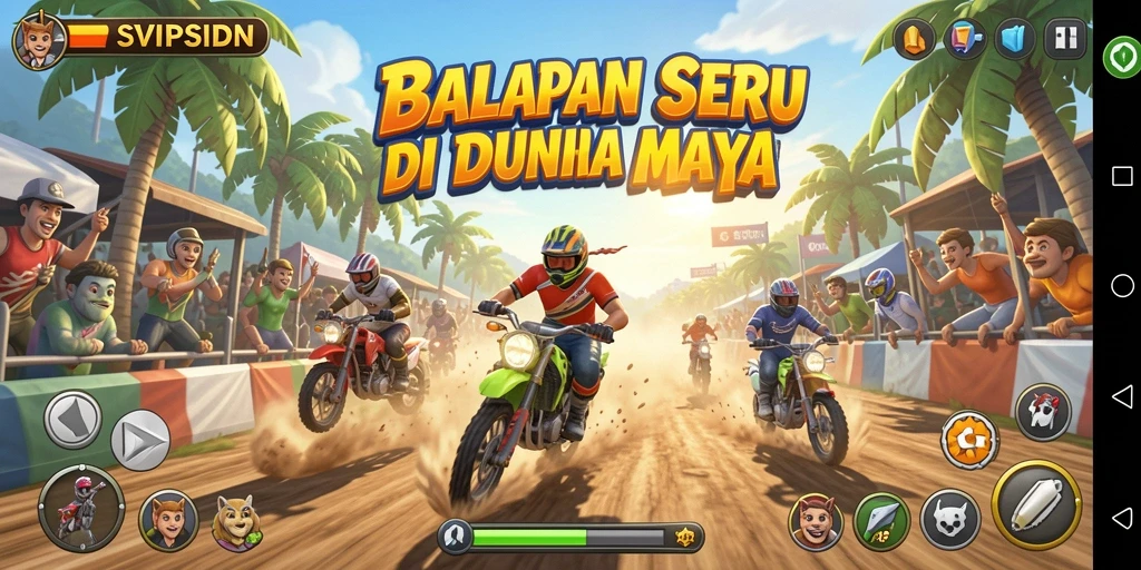 Tampak gameplay <strong>SVIPSIDN</strong> dengan balapan seru dan intens.