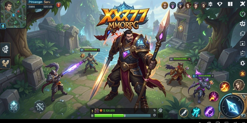 Tangkapan layar menunjukkan aksi seru dalam dunia MMORPG XXX777.